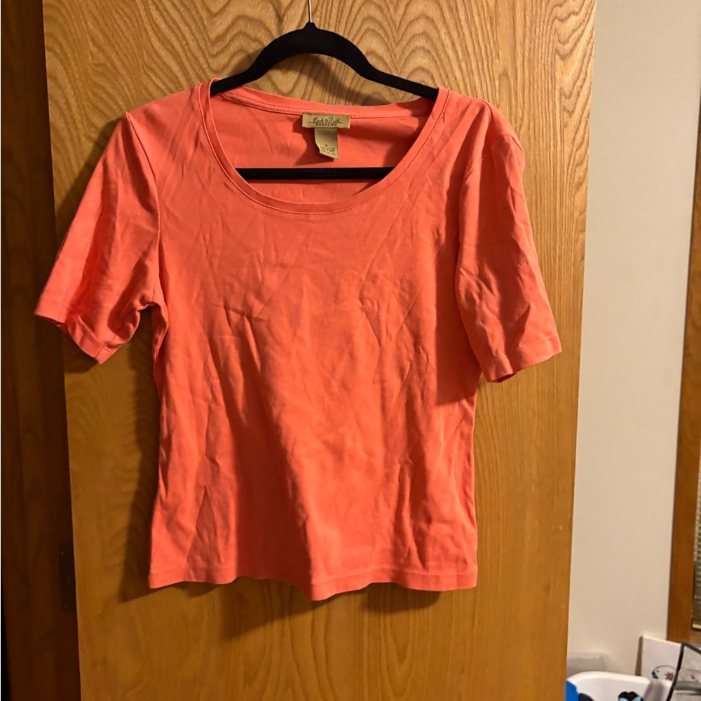 Peck & Peck Bright Coral Short Sleeve Tee